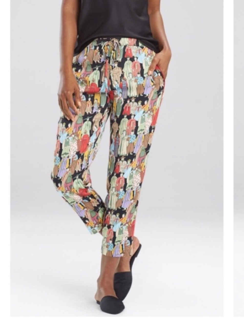 Natori Dynasty Pants Satin Pajama Print Japanese